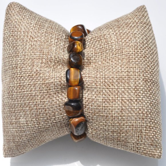 4 Pak / Hematite, Clear Quartz, & Tigers Eye Chunky Stretch Bracelets - Picture 4 of 5